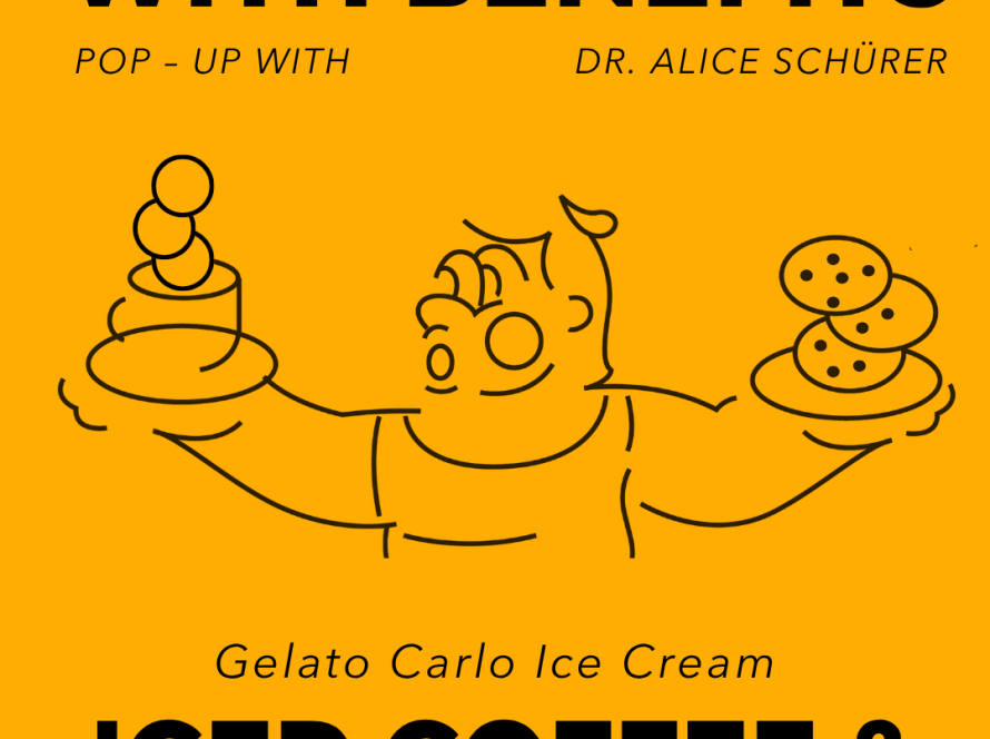 Eventposter für das Cookies with Benefits Summer Pop-Up mit Functional Cookies, Iced Coffee und Affogato im MANANA cafẽ.