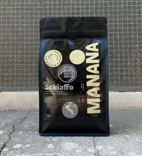 MANANA SCHIAFFO kräftiger Espresso Blend aus Arabica und Robusta in der 250-g-Kaffeeverpackung
